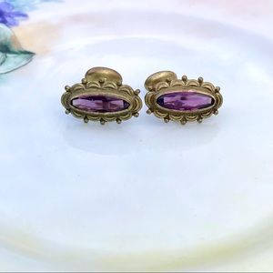 Antique Victorian Amethyst Gold Filled Cuff Links